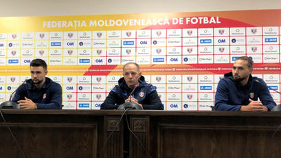 Conferința de presă dinaintea meciului Moldova - România. Serghei Cleșcenco, Vitalie Damașcan și Virgiliu Postolachi
