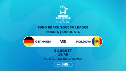 LIVE 18:45. Fotbal pe plajă. Finala mică EBSL. Germania - Moldova