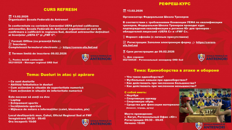 Școala Federală de Antrenori organizează un curs „Refresh” în regiunea Sud
