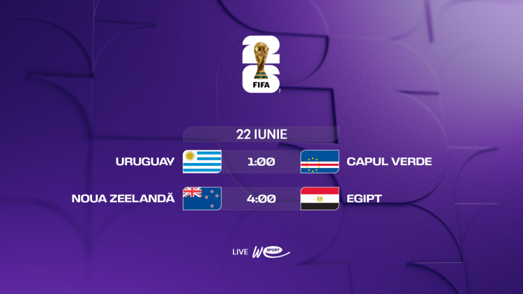 Campionatul Mondial 2026. Avancronica meciurilor din 22 iunie. Uruguay - Capul Verde și Noua Zeelandă - Egipt, LIVE la WE SPORT TV