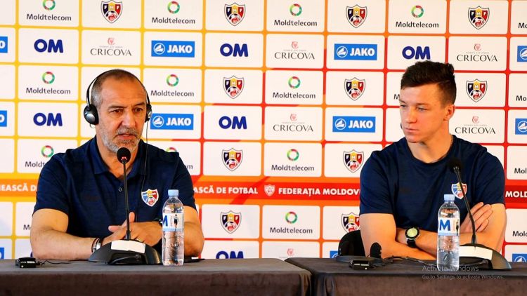 Conferința de presă dinaintea meciului Moldova - Azerbaidjan. Roberto Bordin și Vadim Rață
