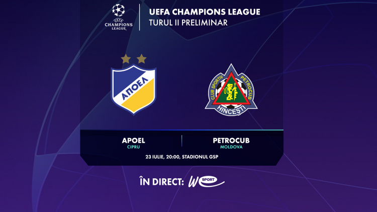 Liga Campionilor 2024/25. APOEL - FC Petrocub. LIVE 20:00 pe WE SPORT TV
