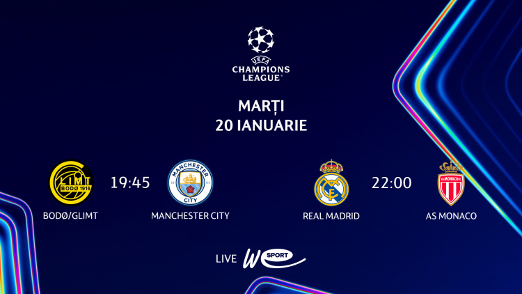Liga Campionilor revine la WE SPORT TV. Bodo/Glimt - Man City și Real Madrid - AS Monaco, meciurile serii
