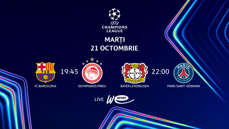 Liga Campionilor revine pe WE SPORT TV. Barcelona - Olympiakos și Leverkusen - PSG, duelurile serii