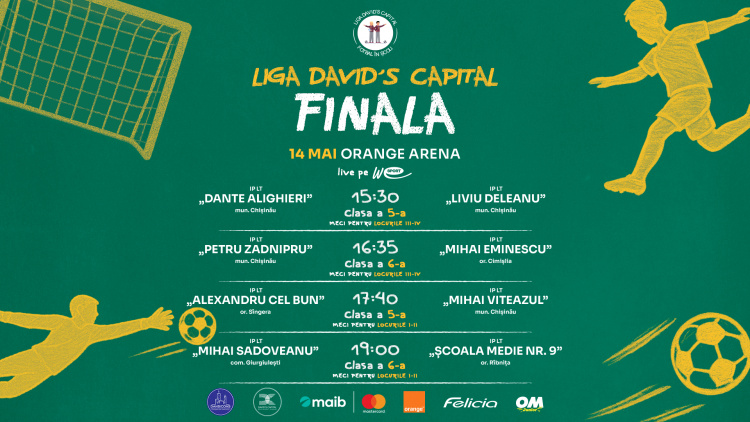 Liga David’s Capital Fotbal în Școli. Finalele competițiilor pentru clasele a 5-a și a 6-a
