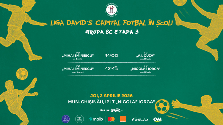 Liga David’s Capital Fotbal în Școli. Programul meciurilor de joi, 2 aprilie