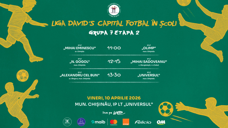 Liga David’s Capital Fotbal în Școli. Programul meciurilor de vineri, 10 aprilie