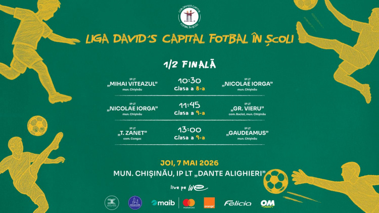 Liga David’s Capital Fotbal în Școli. Semifinalele competiției, clasele a 7-a, a 8-a și a 9-a