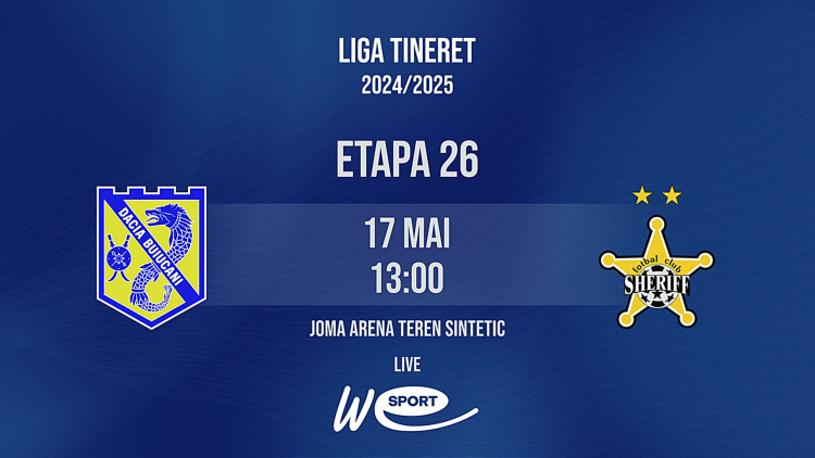 LIVE 13:00. Liga Tineret. Dacia Buiucani - FC Sheriff
