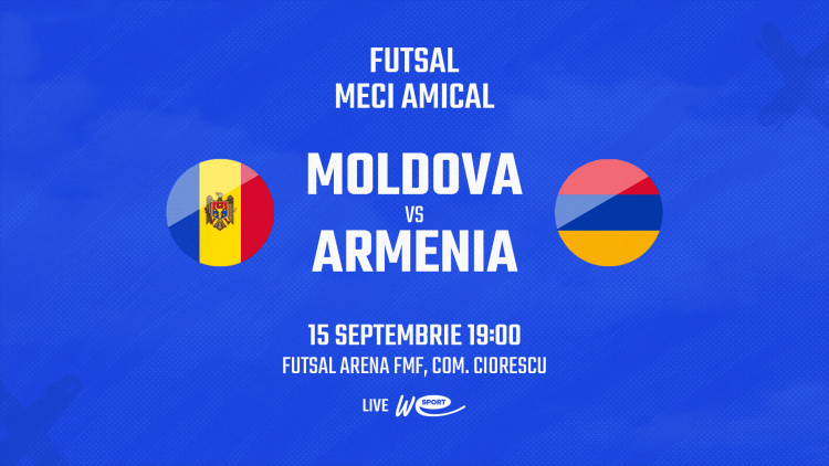 LIVE 19:00. Futsal. Moldova - Armenia